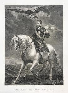"Retrato de Carlos V" - Gravura em buril - Guttenberg Heinrich - 1789